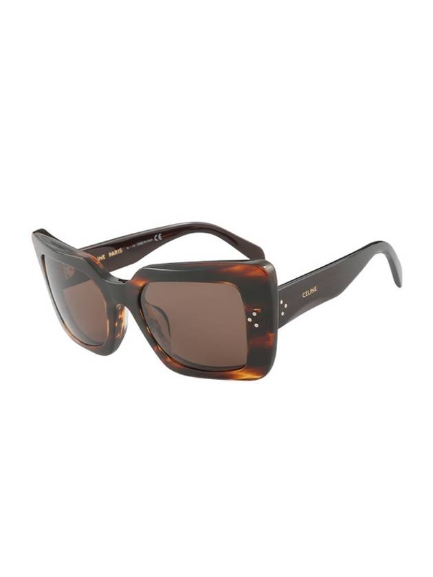 CELINE Eyewear Logo Square Acetate Sunglasses Striped Havana