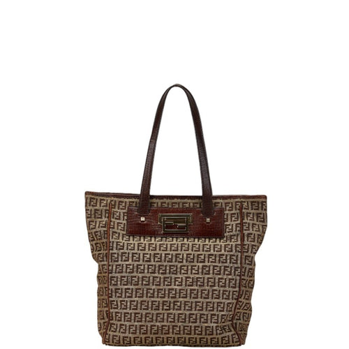 Fendi  Canvas Leather Handbag Tote Bag ()