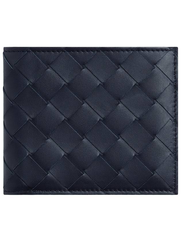 Bottega Veneta Intrecciato Bifold Half Wallet Navy
