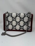 GUCCI Tweed GG Monogram Small Dionysus Shoulder Bag White Black Romantic Cherry B20-79