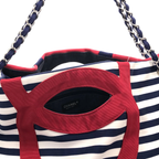 CHANEL - White Navy Red Nylon Shoulder Bag