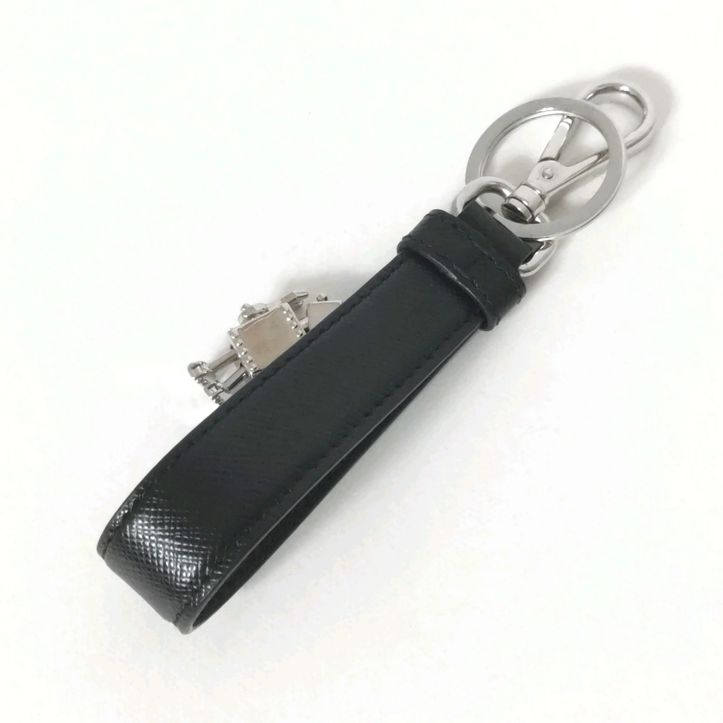PRADA - Bag Charm Black Silver Red Leather Hardware Rhinestones
