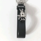 PRADA - Bag Charm Black Silver Red Leather Hardware Rhinestones