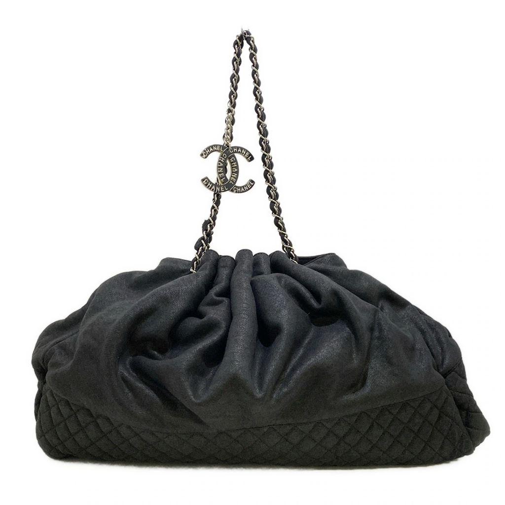 CHANEL - Melrose Cabas Shoulder Bag Black Cotton Jersey
