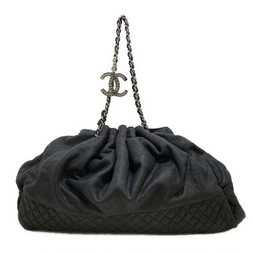 CHANEL - Melrose Cabas Shoulder Bag Black Cotton Jersey
