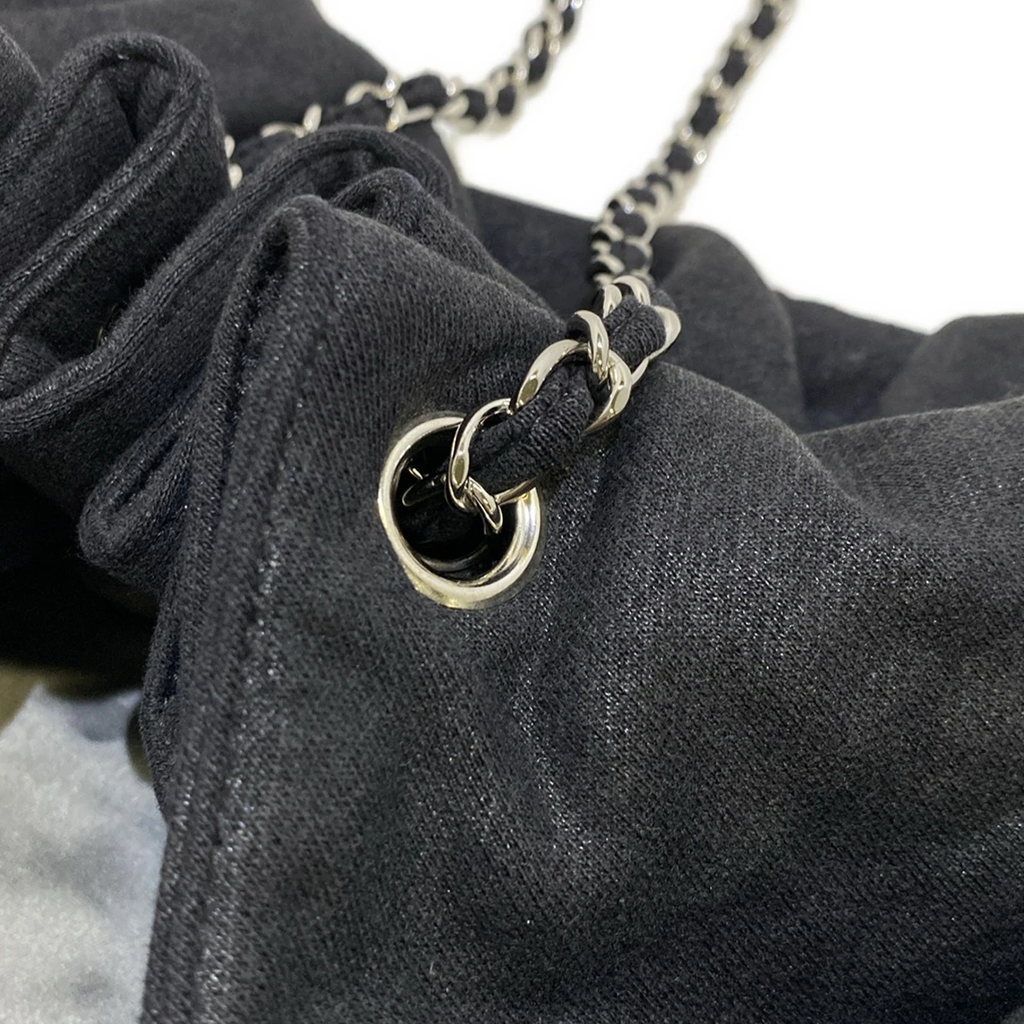 CHANEL - Melrose Cabas Shoulder Bag Black Cotton Jersey