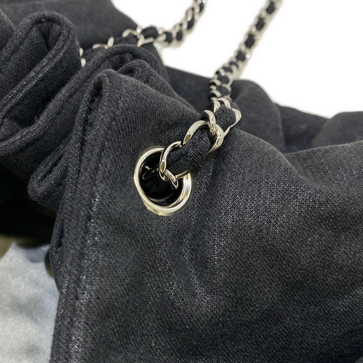 CHANEL - Melrose Cabas Shoulder Bag Black Cotton Jersey