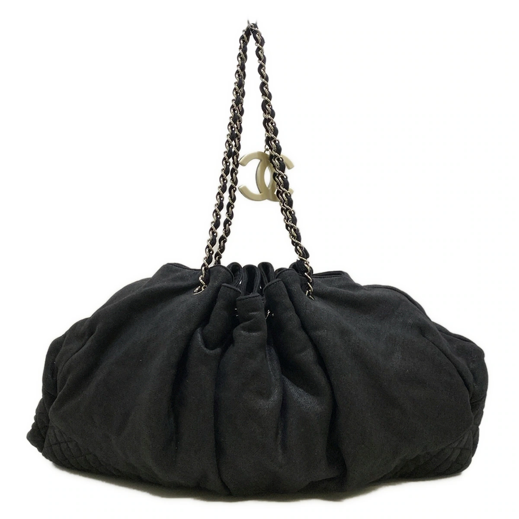 CHANEL - Melrose Cabas Shoulder Bag Black Cotton Jersey
