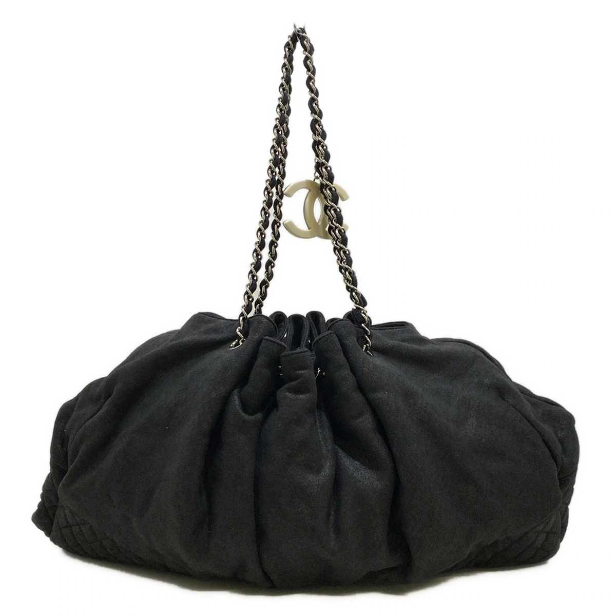 CHANEL - Melrose Cabas Shoulder Bag Black Cotton Jersey