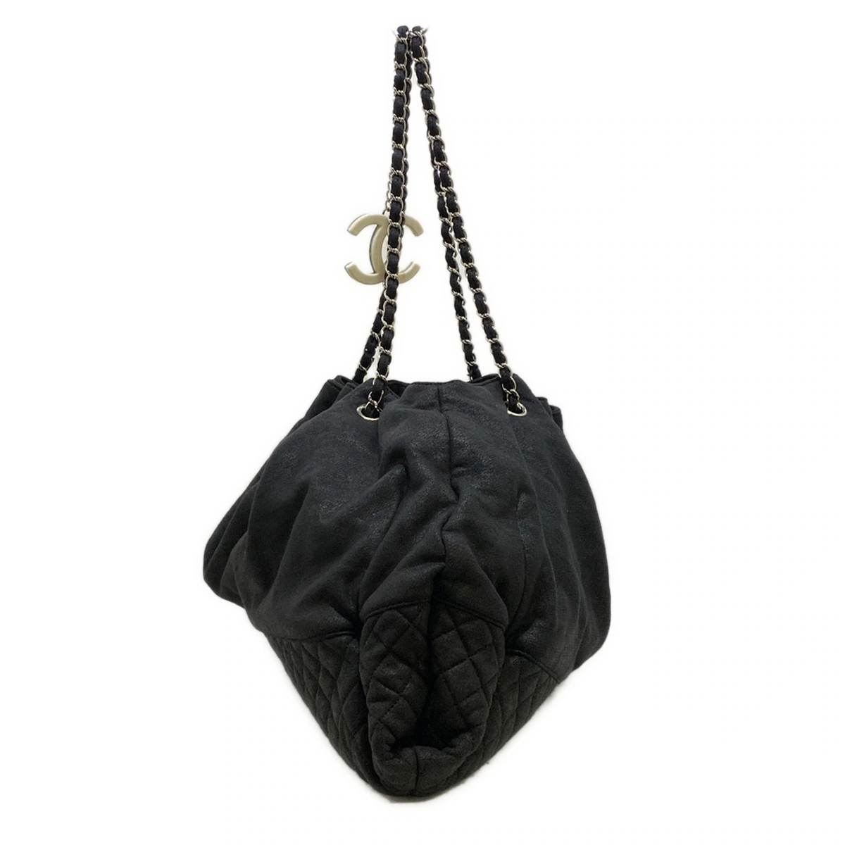 CHANEL - Melrose Cabas Shoulder Bag Black Cotton Jersey