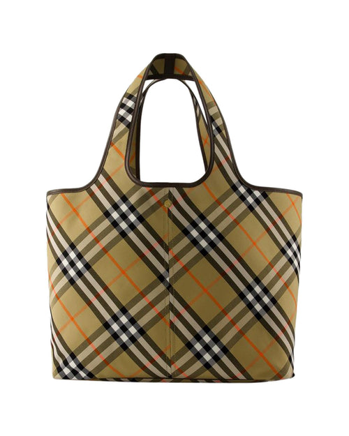 Burberry Check Tote Bag Women Brown | Beige