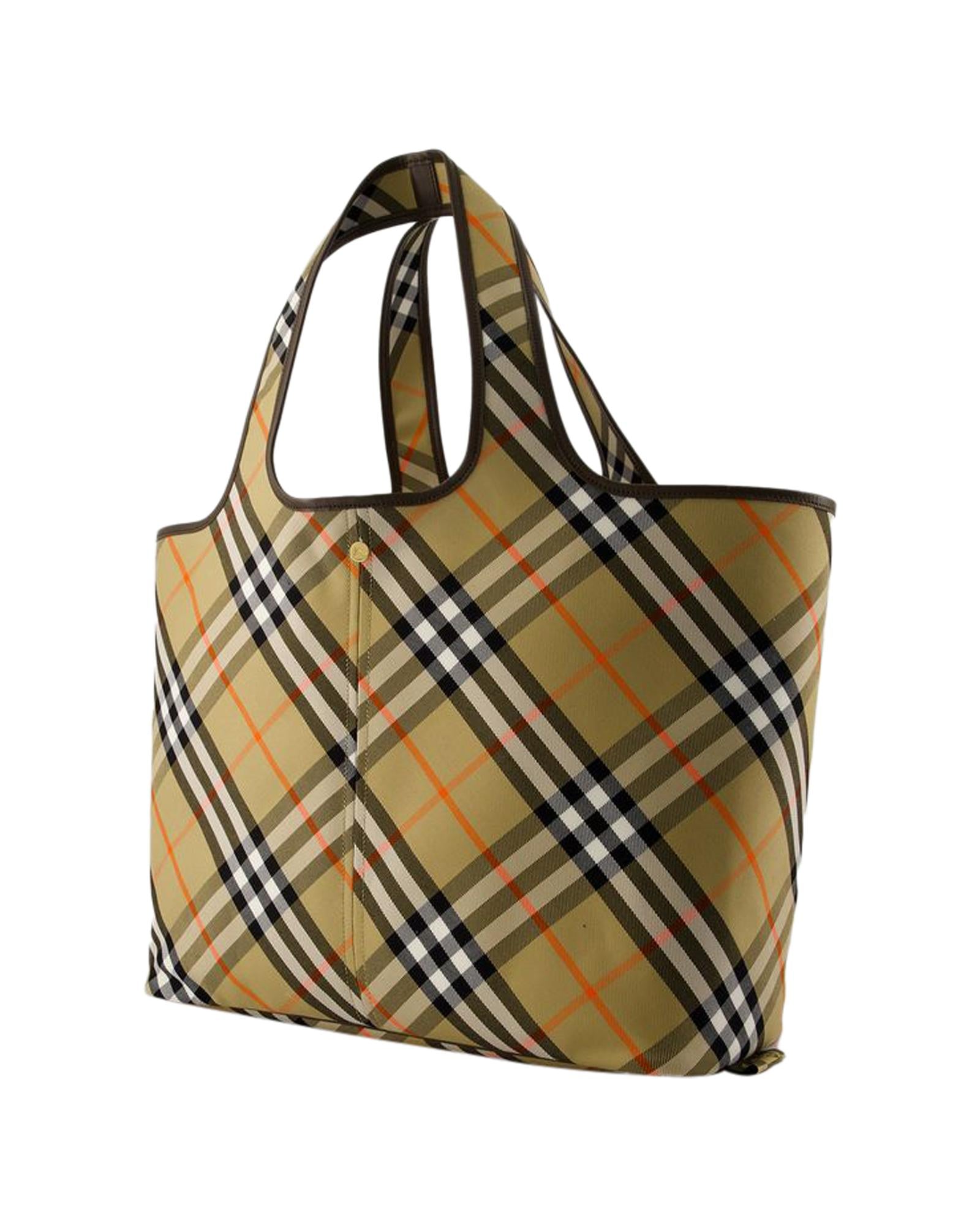 Burberry Check Tote Bag Women Brown | Beige