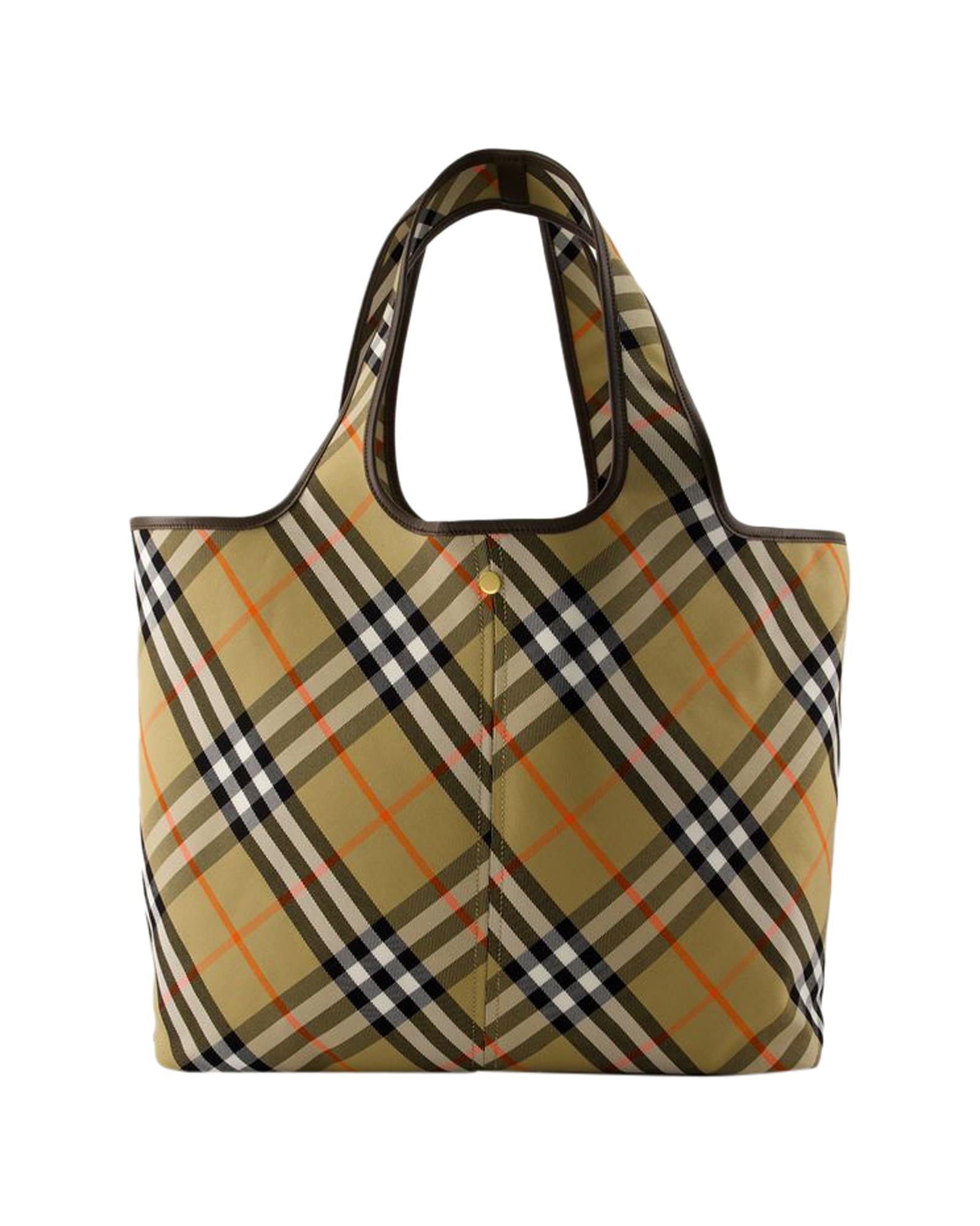 Burberry Check Tote Bag Women Brown | Beige