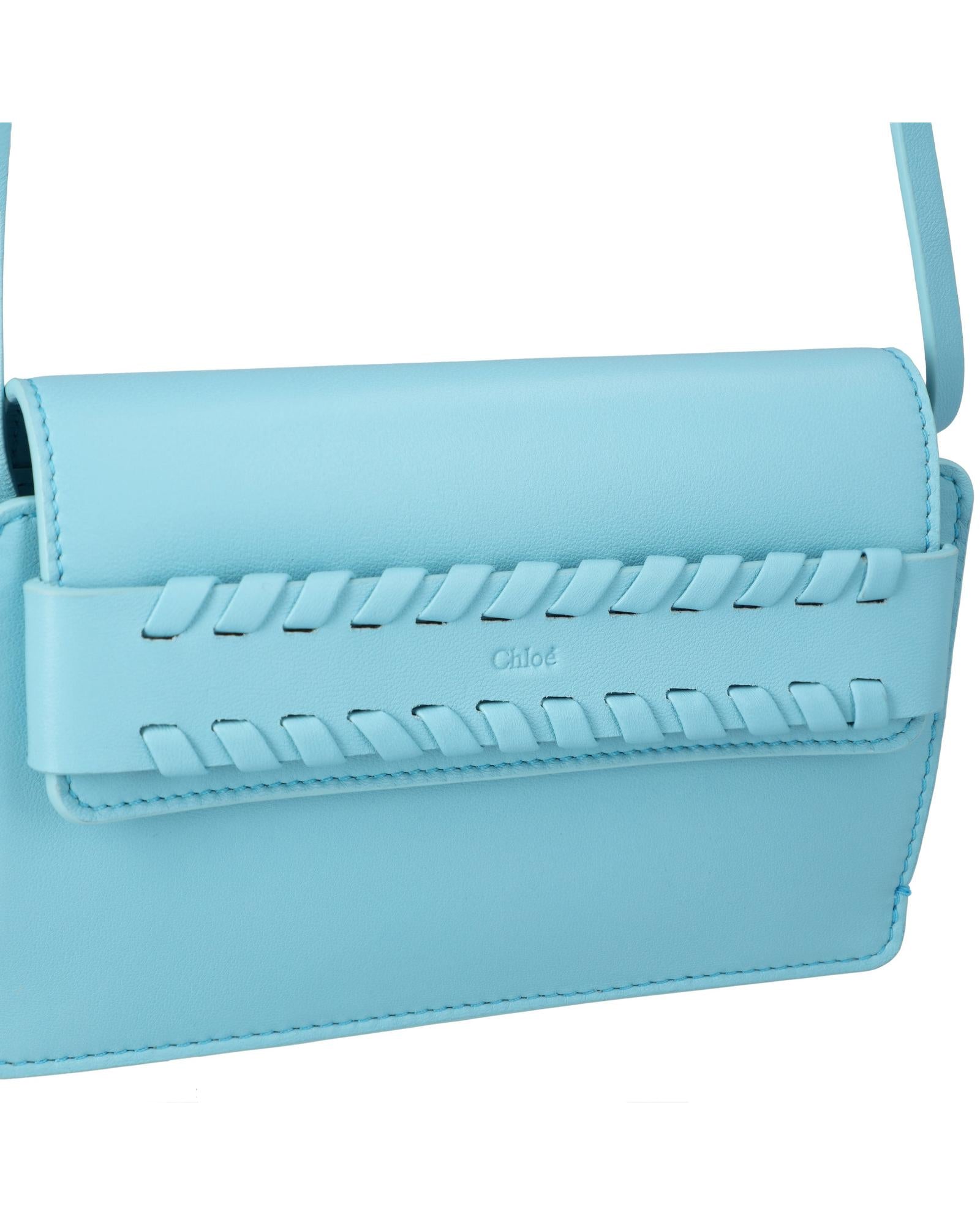 Chloe Mini Kiss Crossbody Braided Detail Women Blue | Blue Messenger Bags