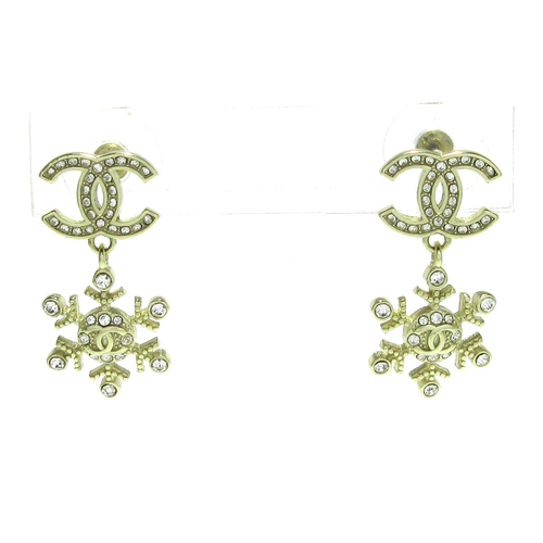 CHANEL - Coco Earrings Gold Clear Hardware Rhinestones