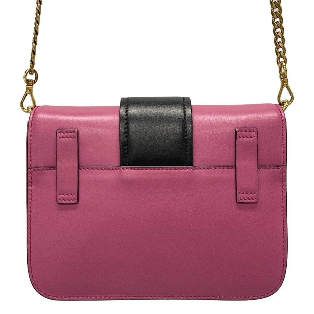 PRADA - Logo Pink Black Leather Crossbody Bag