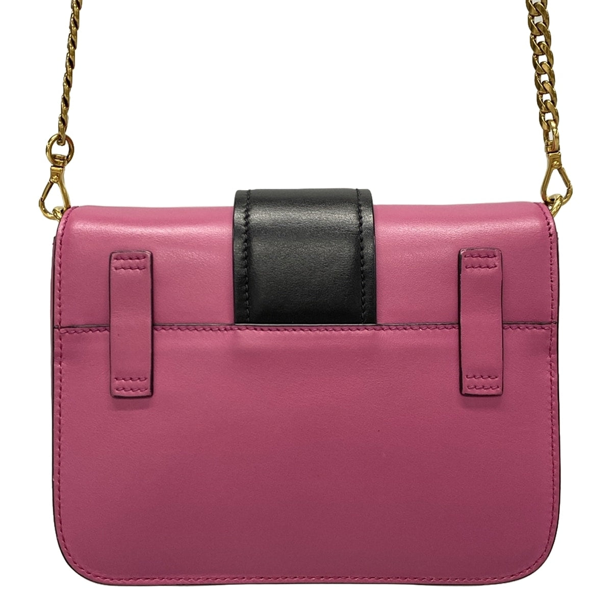 PRADA - Logo Pink Black Leather Crossbody Bag
