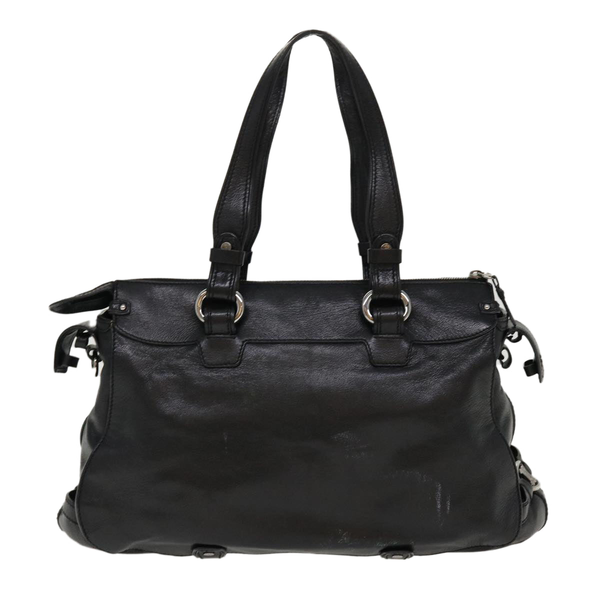 CELINE Shoulder Bag Leather Black  38040