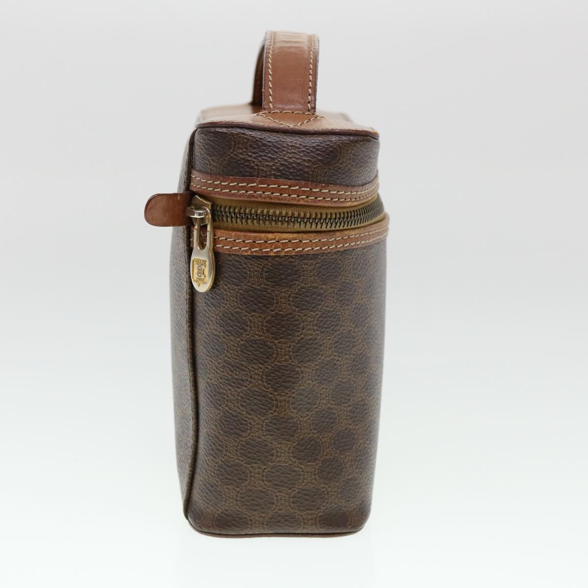 CELINE Macadam Canvas Hand Bag PVC Leather Brown  38356