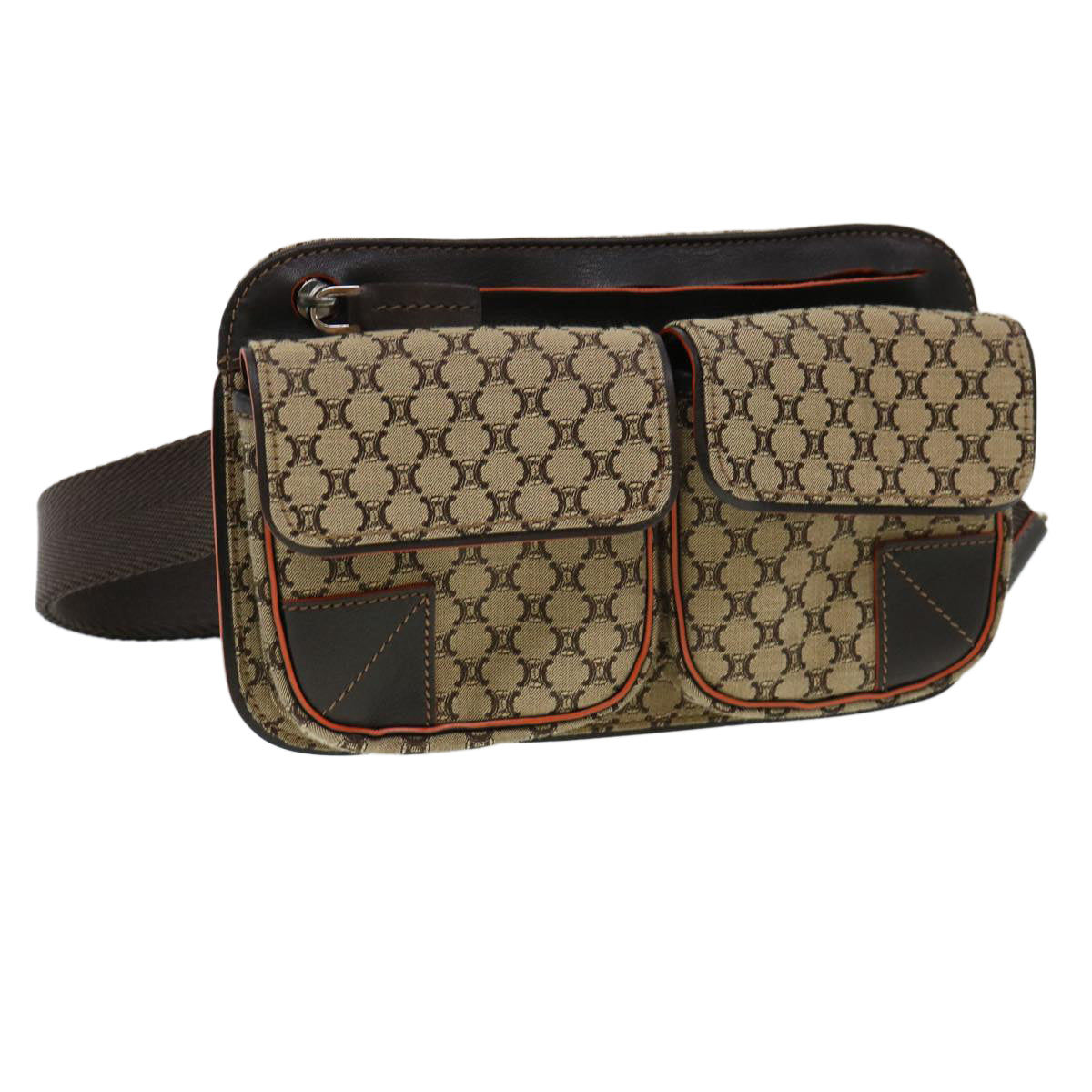 CELINE Macadam Canvas Waist Bag Beige Orange  38443