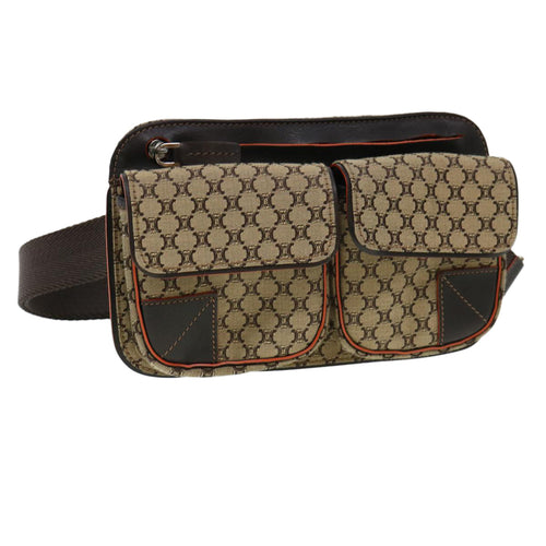 CELINE Macadam Canvas Waist Bag Beige Orange  38443