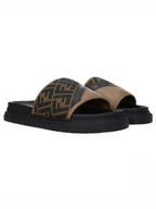 Fendi Diagonal Jacquard Slippers Brown