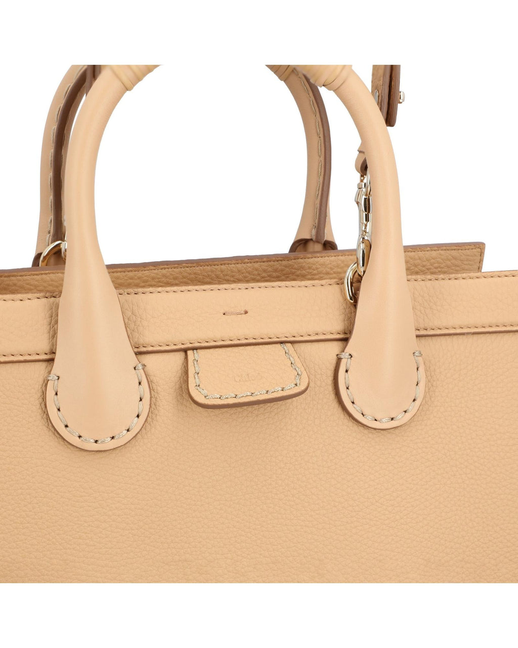 Chloe Woody Small Leather Tote Women Brown | Beige Tote Bags