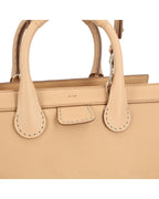 Chloe Woody Small Leather Tote Women Brown | Beige Tote Bags