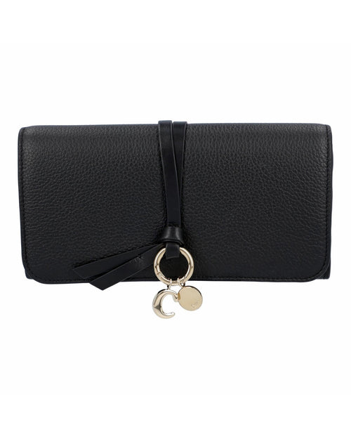 Chloe Alphabet Leather Wallet Women Black | Black Wallets & Pouches
