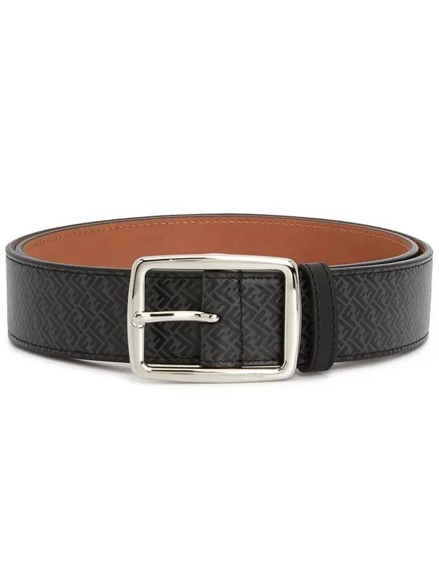 Fendi Logo Pattern Jacquard Leather Belt Black