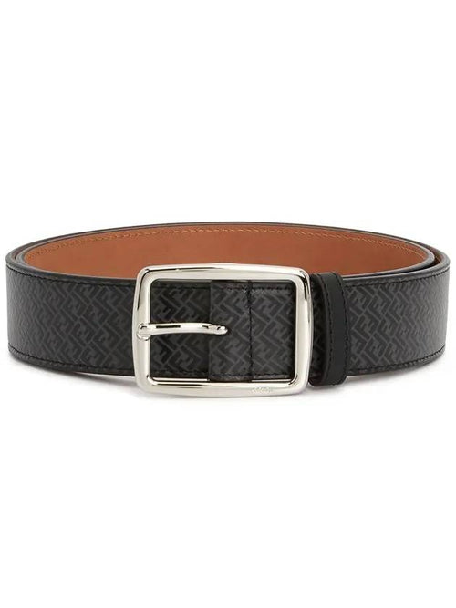 Fendi Logo Pattern Jacquard Leather Belt Black