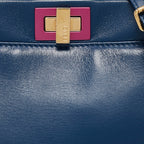 Fendi Blue/pink Leather Mini Peekaboo Top Handle Bag