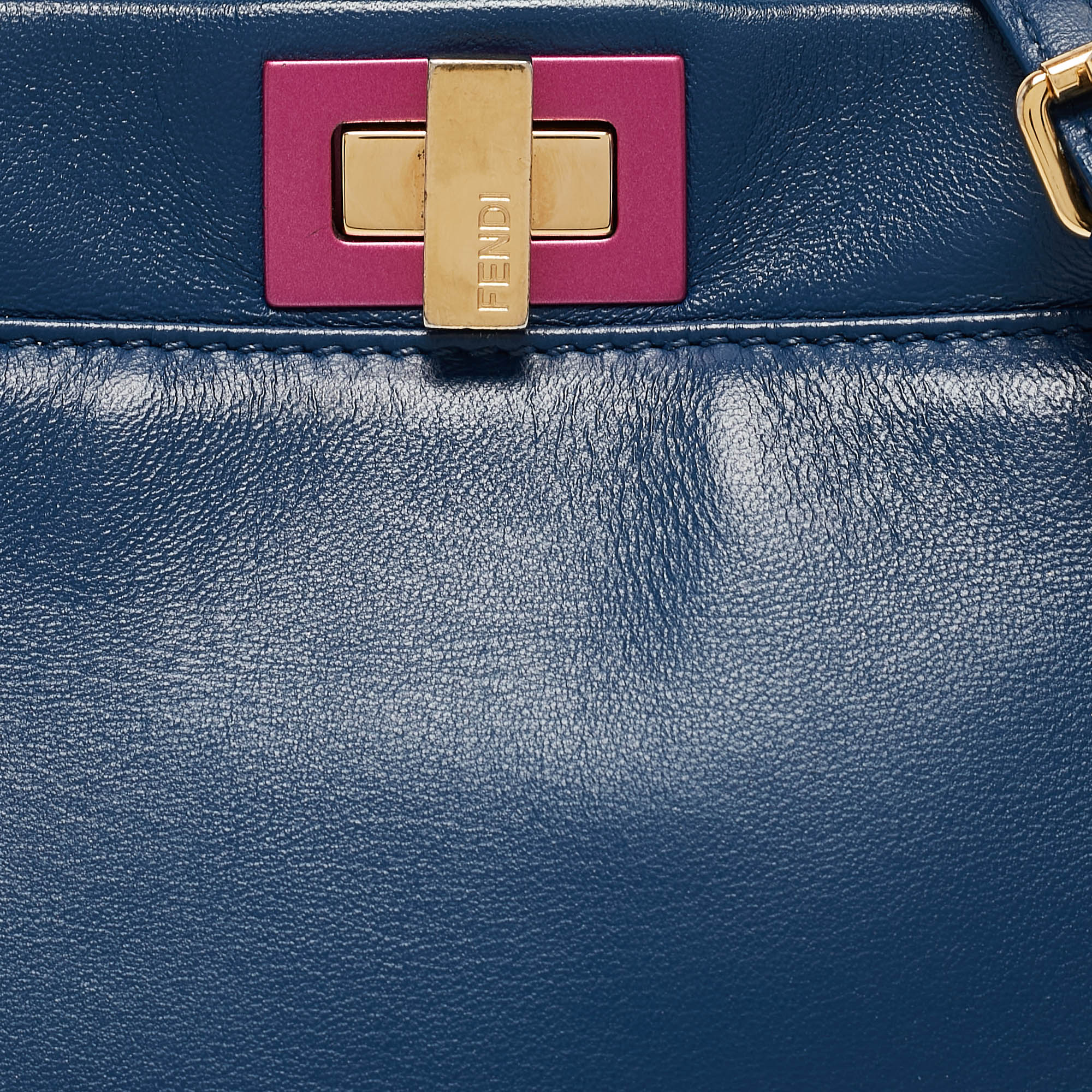 Fendi Blue/pink Leather Mini Peekaboo Top Handle Bag