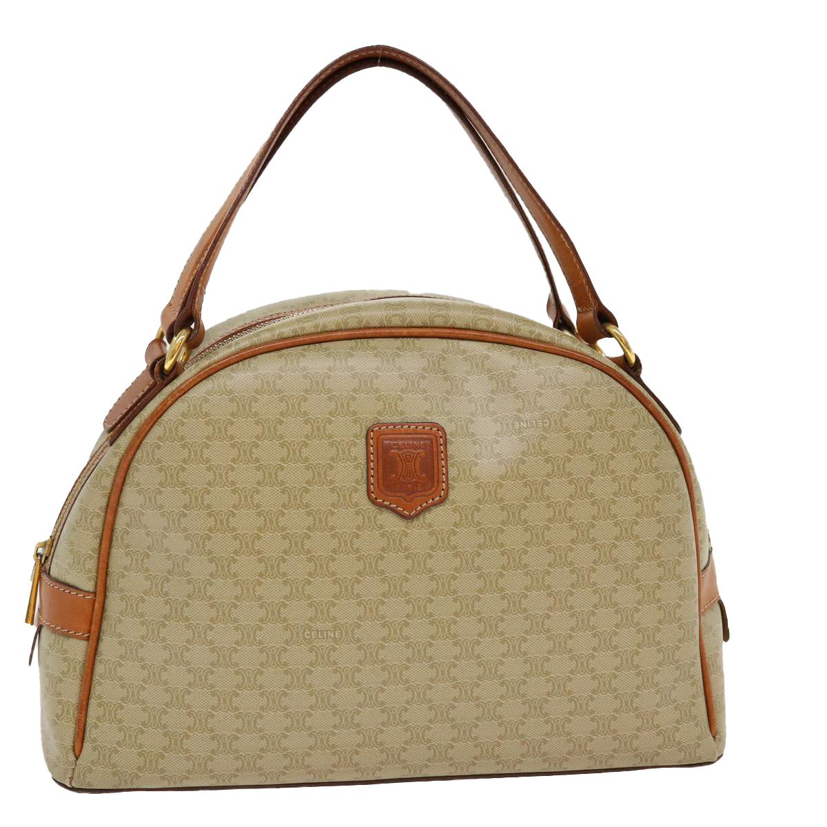 CELINE Macadam Canvas Hand Bag PVC Leather Beige  38694