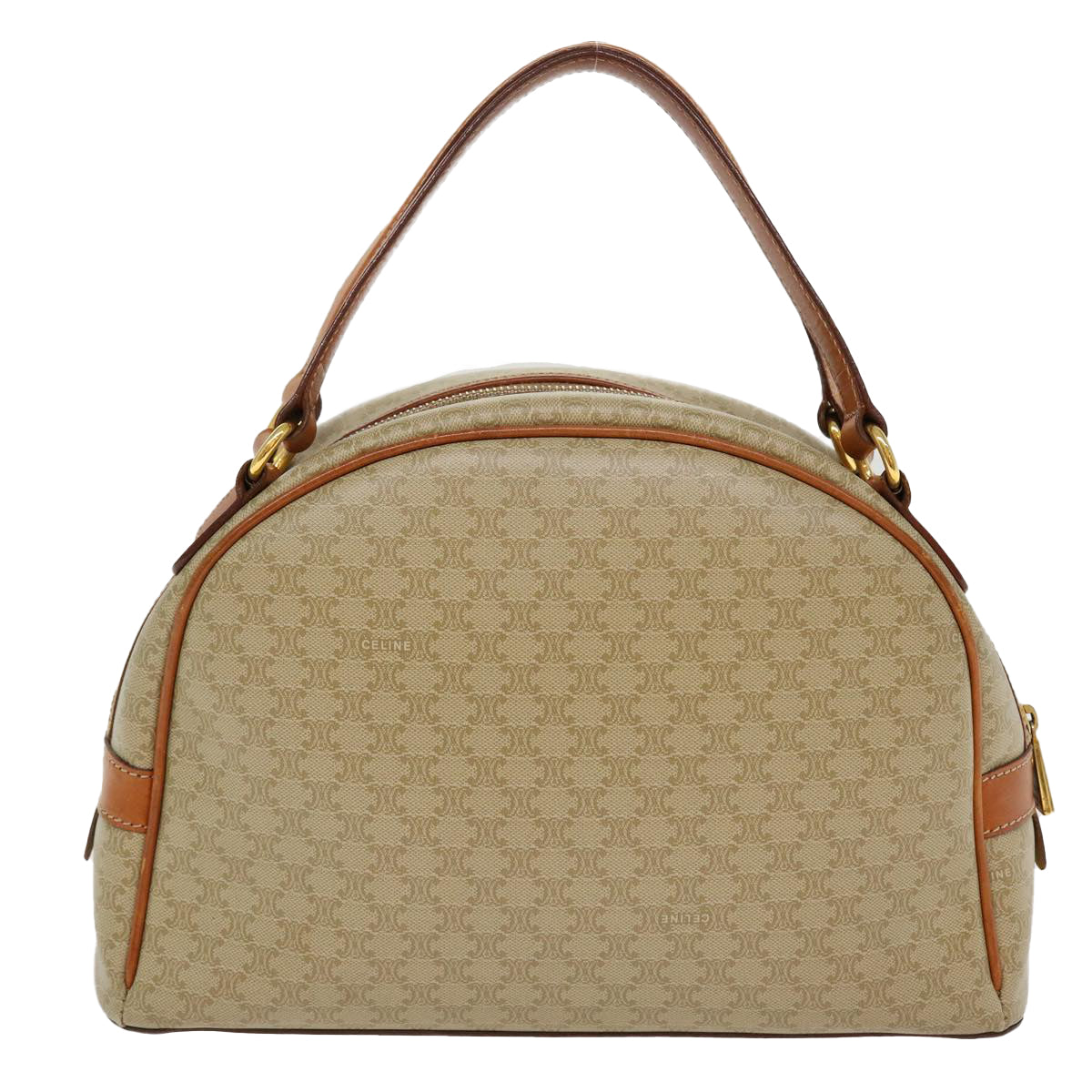 CELINE Macadam Canvas Hand Bag PVC Leather Beige  38694