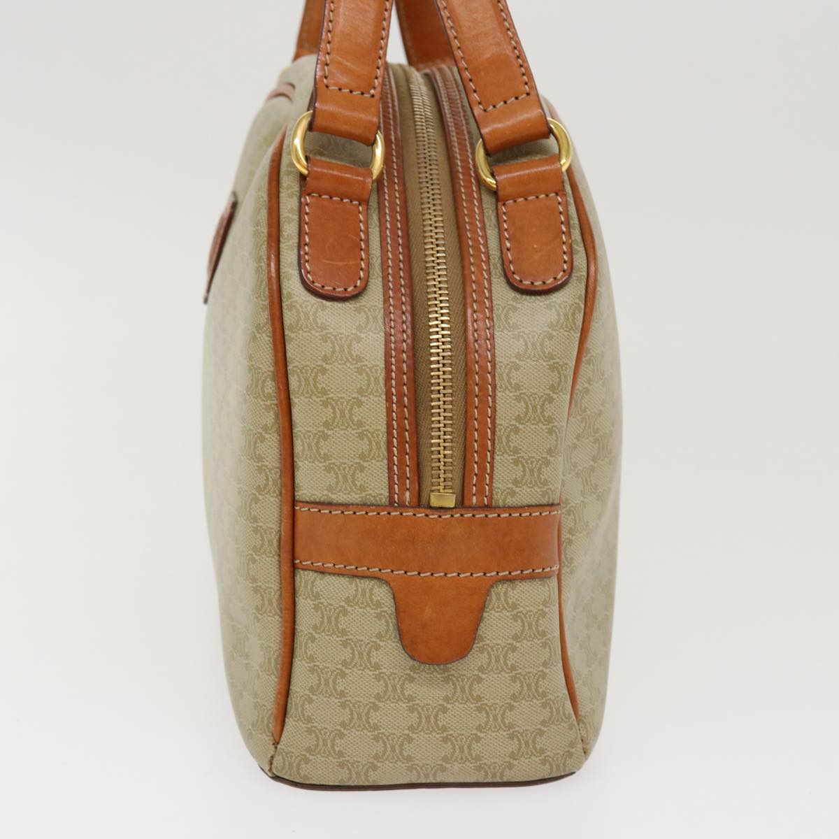 CELINE Macadam Canvas Hand Bag PVC Leather Beige  38694