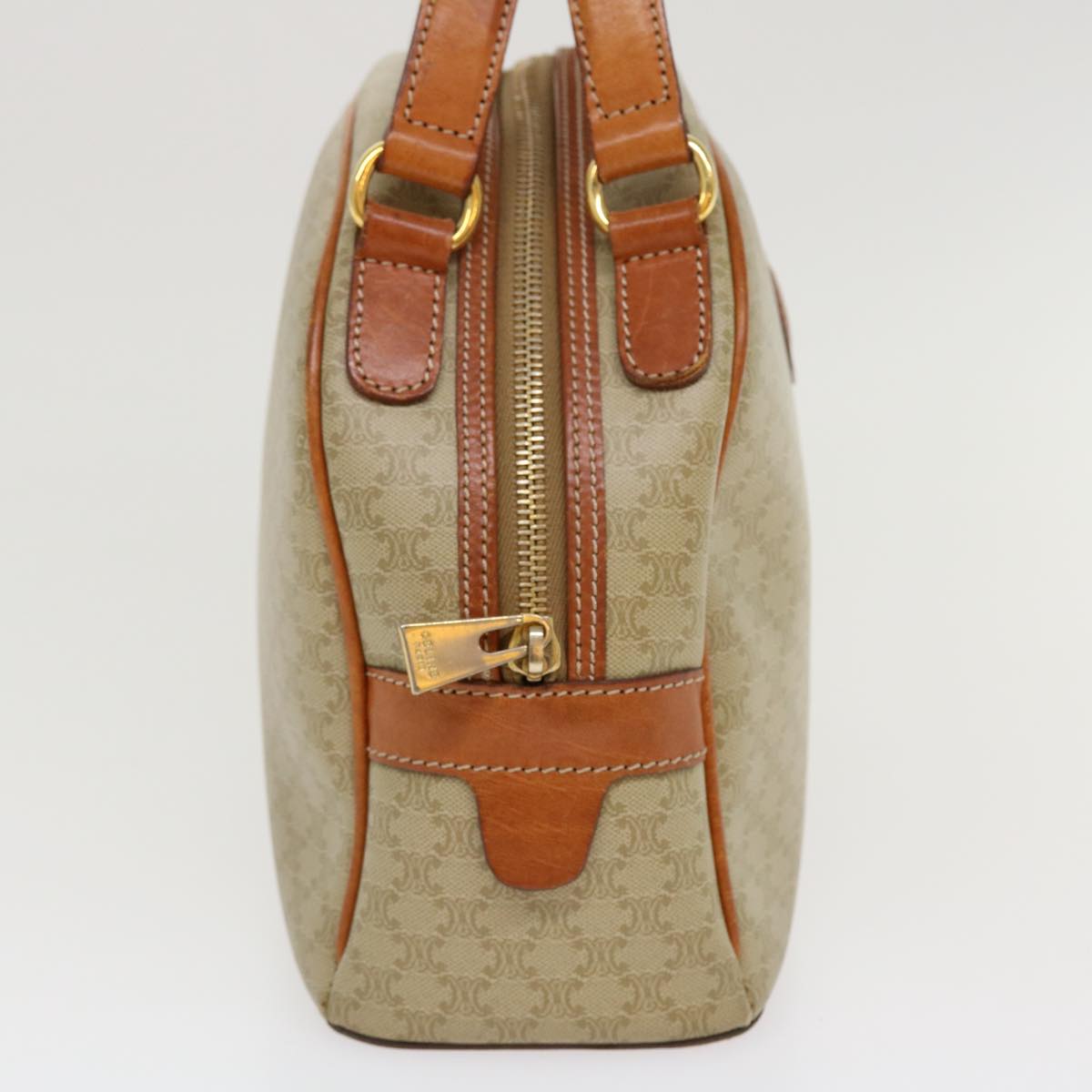 CELINE Macadam Canvas Hand Bag PVC Leather Beige  38694