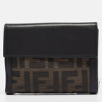 Fendi Black Zucca Canvas And Leather French Wallet