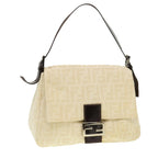 FENDI Zucca Canvas Mamma Baguette Shoulder Bag Cream 2119 26325 009  38788