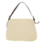 FENDI Zucca Canvas Mamma Baguette Shoulder Bag Cream 2119 26325 009 Auth 38788