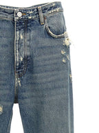 Balenciaga Distressed Denim Straight Jeans Blue