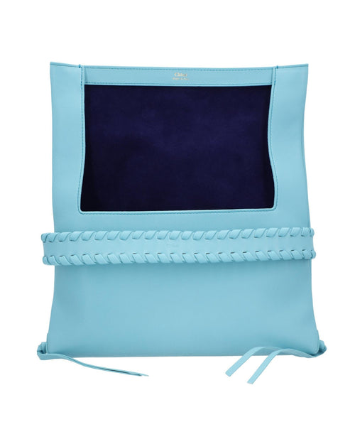 Chloe Woody Medium Tote Braided Strap Women Blue | Blue Clutch Bags