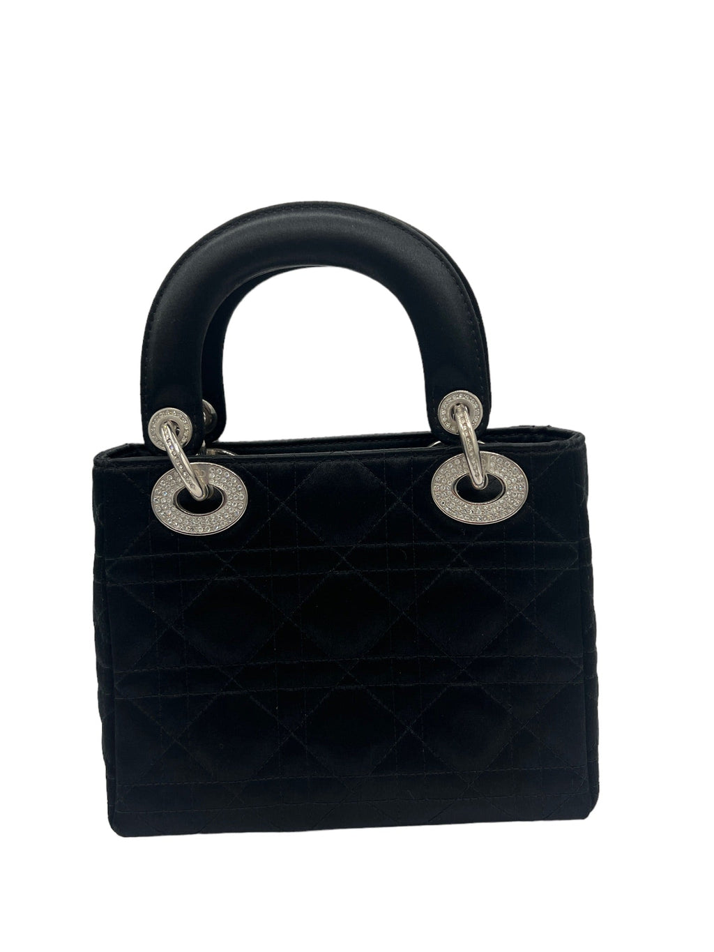 DIOR - Black Satin Crystals Mini Lady Dior