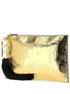 Fendi leather clutch bag gold