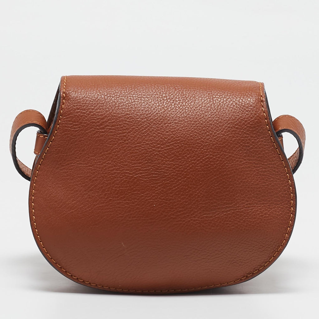 Chloe Brown Leather Mini Marcie Crossbody Bag