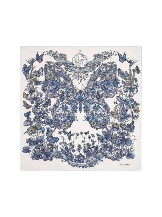 Butterfly Around The World 90 Square Scarf White Dior