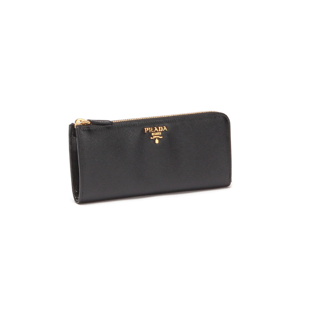 PRADA Saffiano Leather Zip Around Wallet