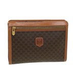 CELINE Macadam Canvas Clutch Bag PVC Leather Brown  39179