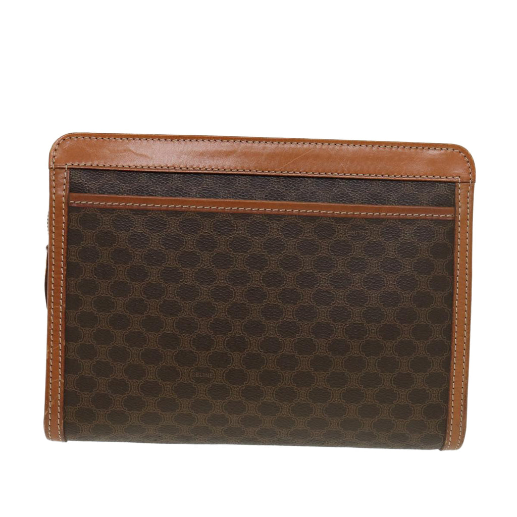 CELINE Macadam Canvas Clutch Bag PVC Leather Brown  39179