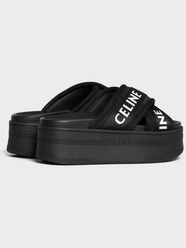 CELINE Logo Mesh Jacquard Block Slippers Black